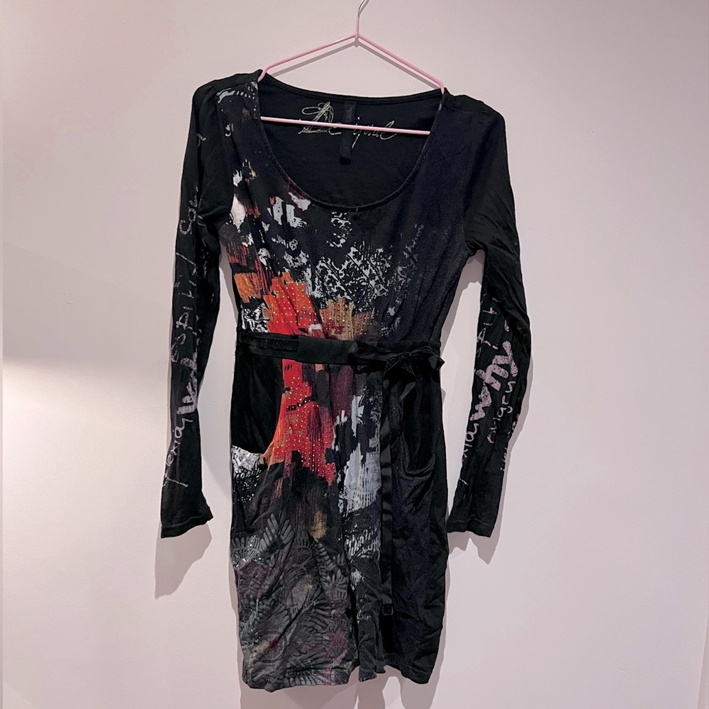Desigual dress with velvet bow S